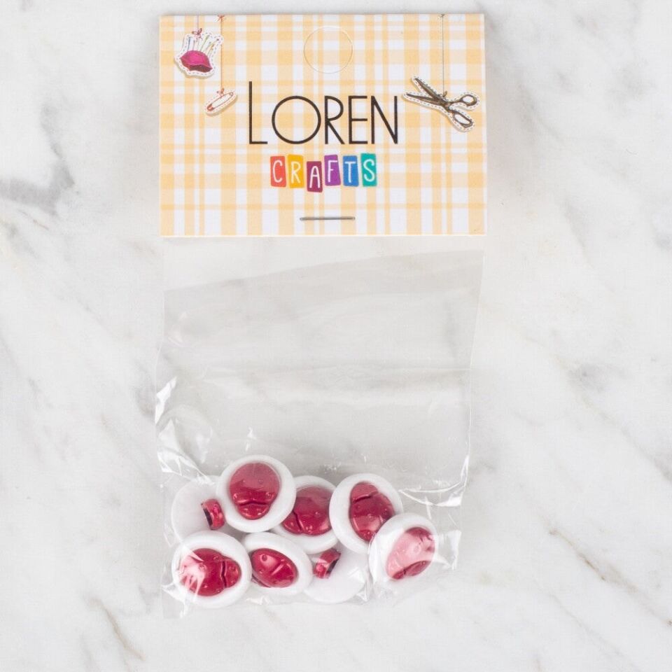 Loren Crafts 8 li Kırmızı Uğur Böceği Düğme - 648