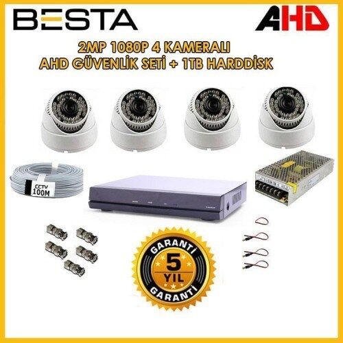 2Mp Ahd 1080P Gece Görüşlü 4 Kameralı Dome Güvenlik Sistemi ( 1TB HDD )