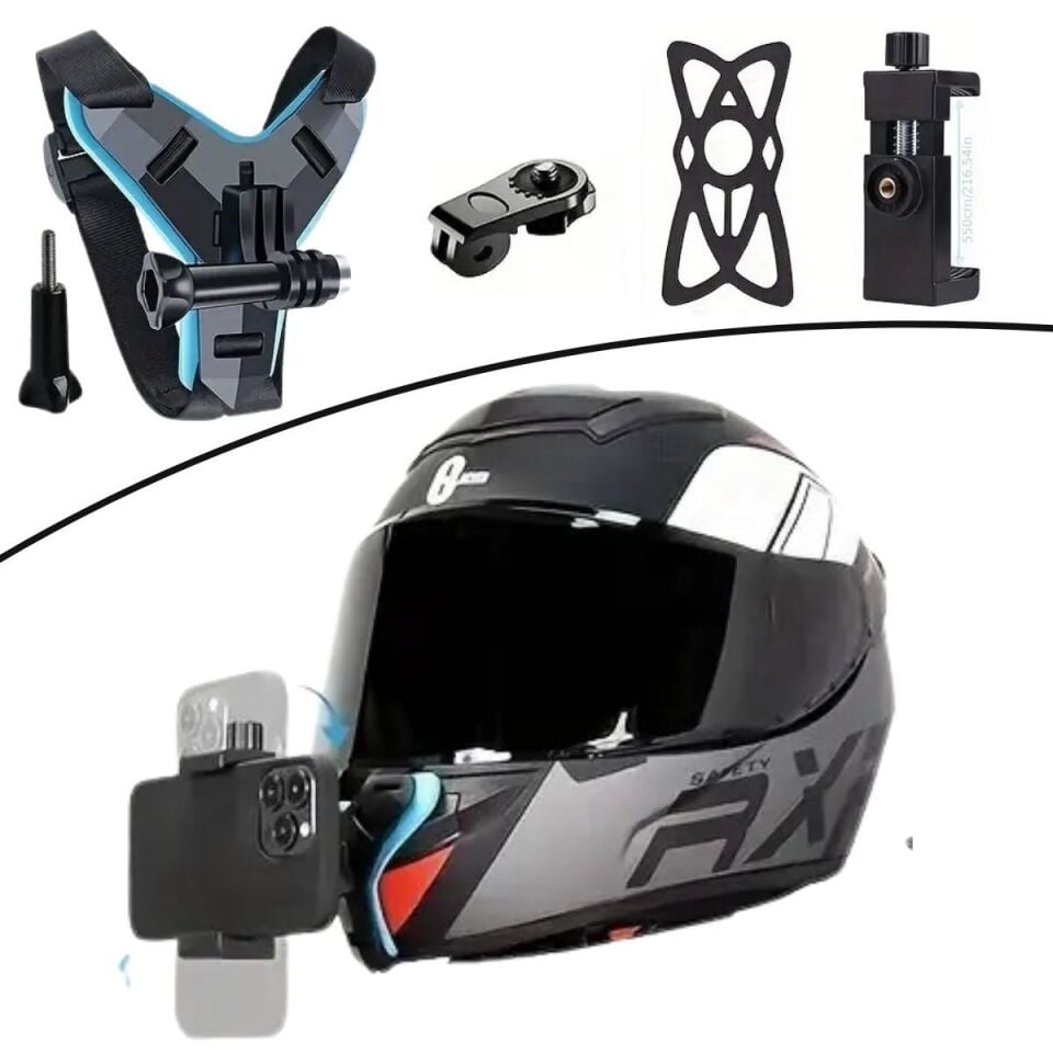 AD Motorsiklet Kask Önü Takılan Telefon Tutucu Aksiyon Kamerası Takılabilen Aparat