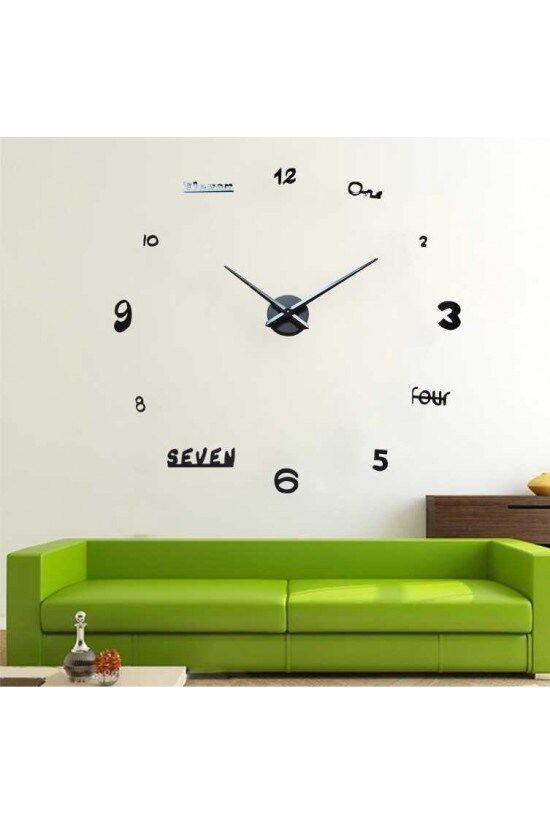 Modern Siyah Karışık Rakamlı DIY Duvar Saati