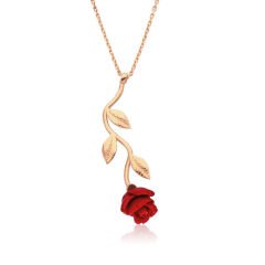 925 Ayar Gümüş Rose Kırmızı Gül Kolye T4107 (491491)