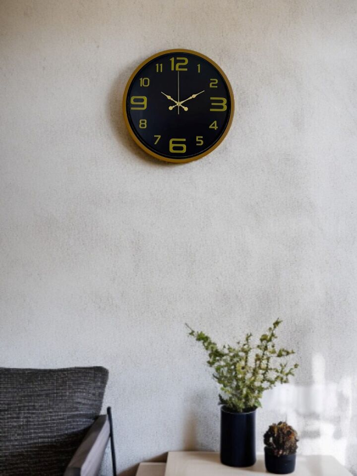 36 Cm Kahverengi Gold Rakamlı Duvar Saati