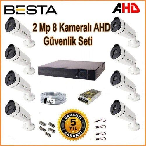 2Mp Ahd 1080P Gece Görüşlü 8 Kameralı Güvenlik Sistemi
