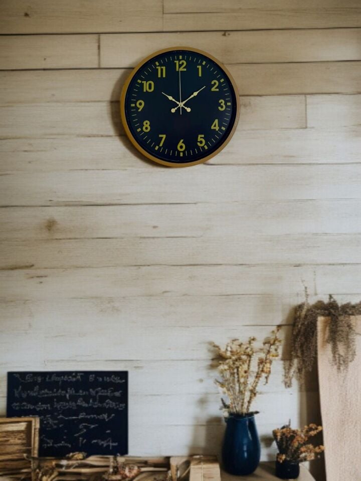 36 Cm Kahverengi Gold Rakamlı Duvar Saati