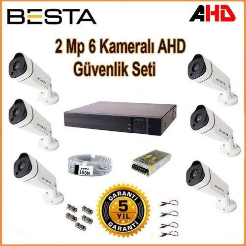 2Mp Ahd 1080P Gece Görüşlü 6 Kameralı Güvenlik Sistemi