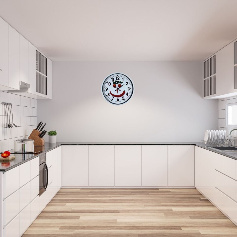Beyaz Chef Smile 36 Cm Duvar Saati