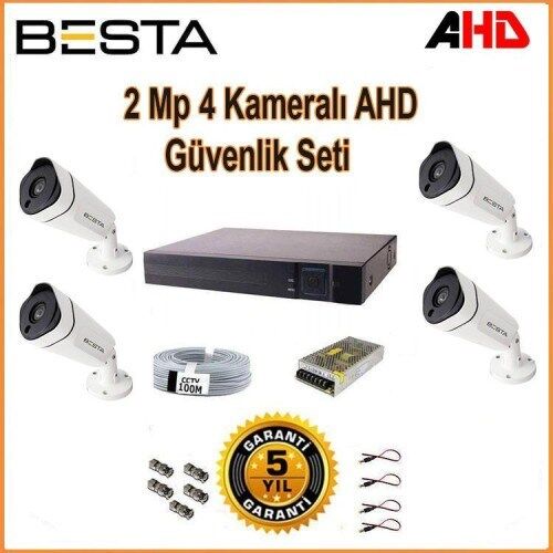 2Mp Ahd 1080P Gece Görüşlü 4 Kameralı Güvenlik Sistemi