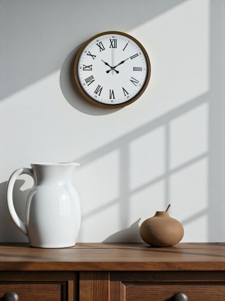 36 Cm Kahverengi Dekoratif Duvar Saati