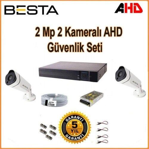 2Mp Ahd 1080P Gece Görüşlü 2 Kameralı Güvenlik Sistemi