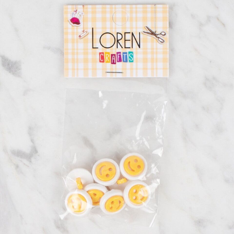 Loren Crafts 8 li Koyu Sarı Gülen Yüz Düğme - 631