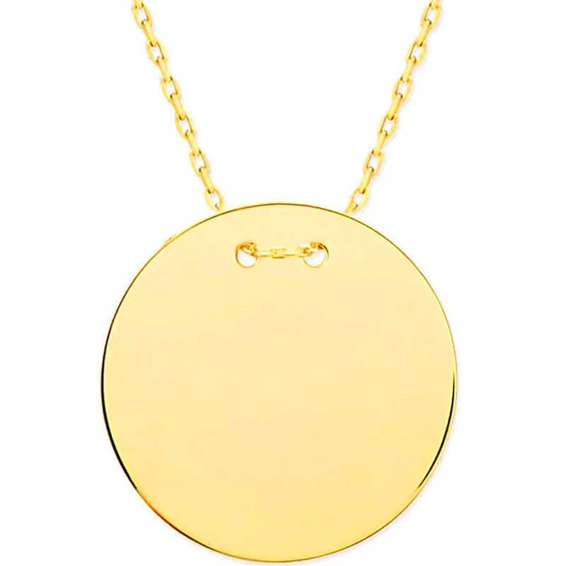 925 Ayar Gümüş Gold Yuvarlak Plaka Kolye T7842 (491491)