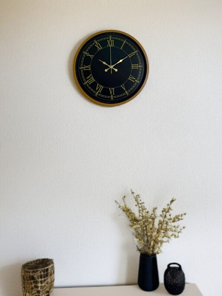 36 Cm Kahverengi Gold Roma Rakamlı Duvar Saati