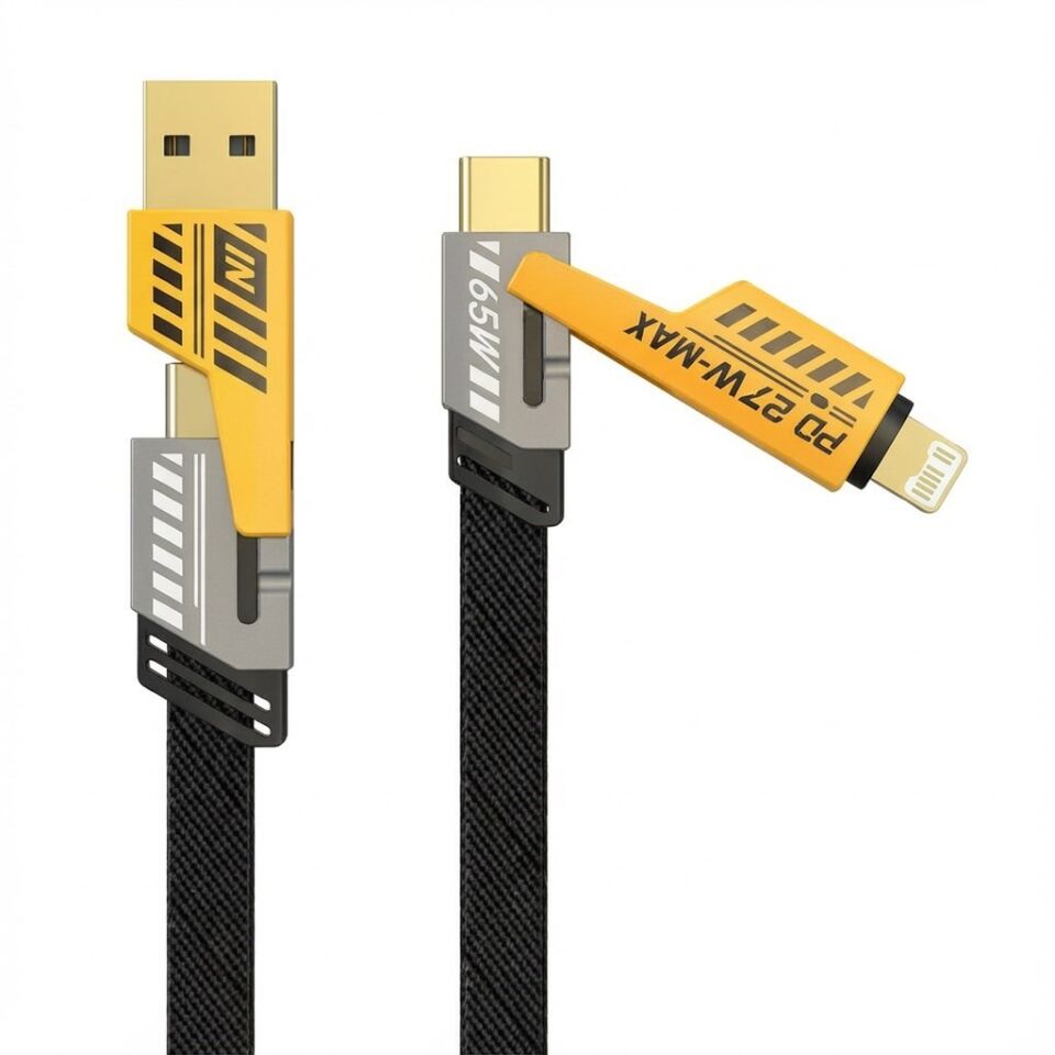 AD 4in1 65W Hızlı Şarj Kablosu – Type-C to USB-A + Type-C to Lightning, 27W PD Destekli Çoklu Şarj Kablo