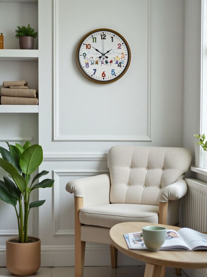 36 Cm Kahverengi Çocuk Odası Duvar Saati