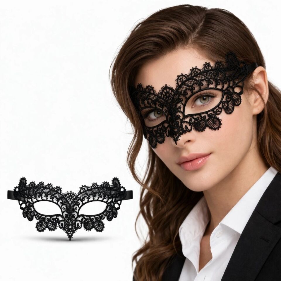 Mey İthalat® Siyah Dantel Venedik Maskesi Kadın – Zarif Parti & Balo Maskesi 1 No