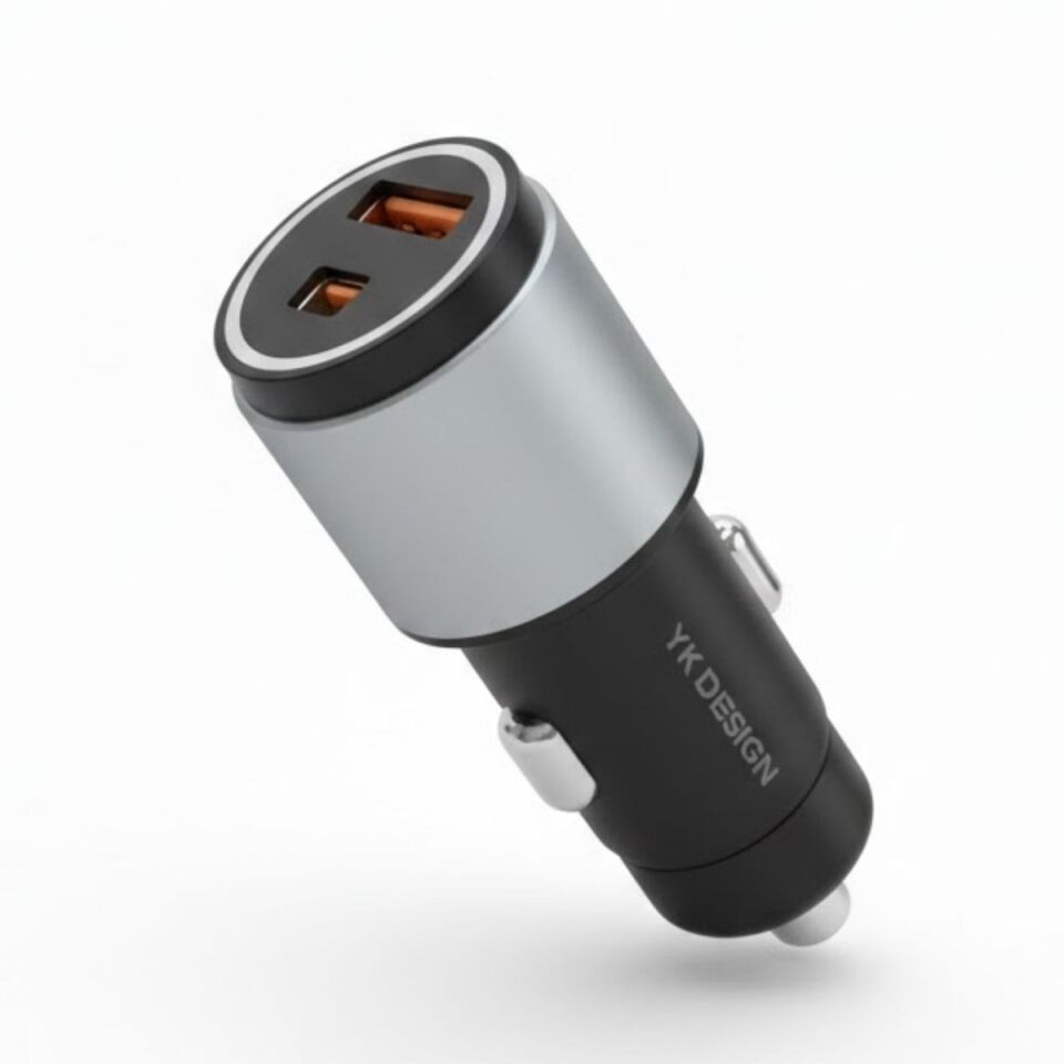 AD Araç İçi Çakmaklığa TakılanType-C ve USB Girişli 2 Portlu Hızlı Şarj Adaptörü