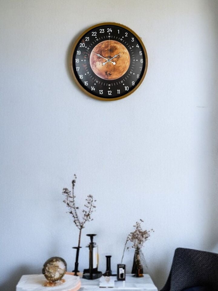 36 Cm Kahverengi 24 Saat Göstergeli Duvar Saati