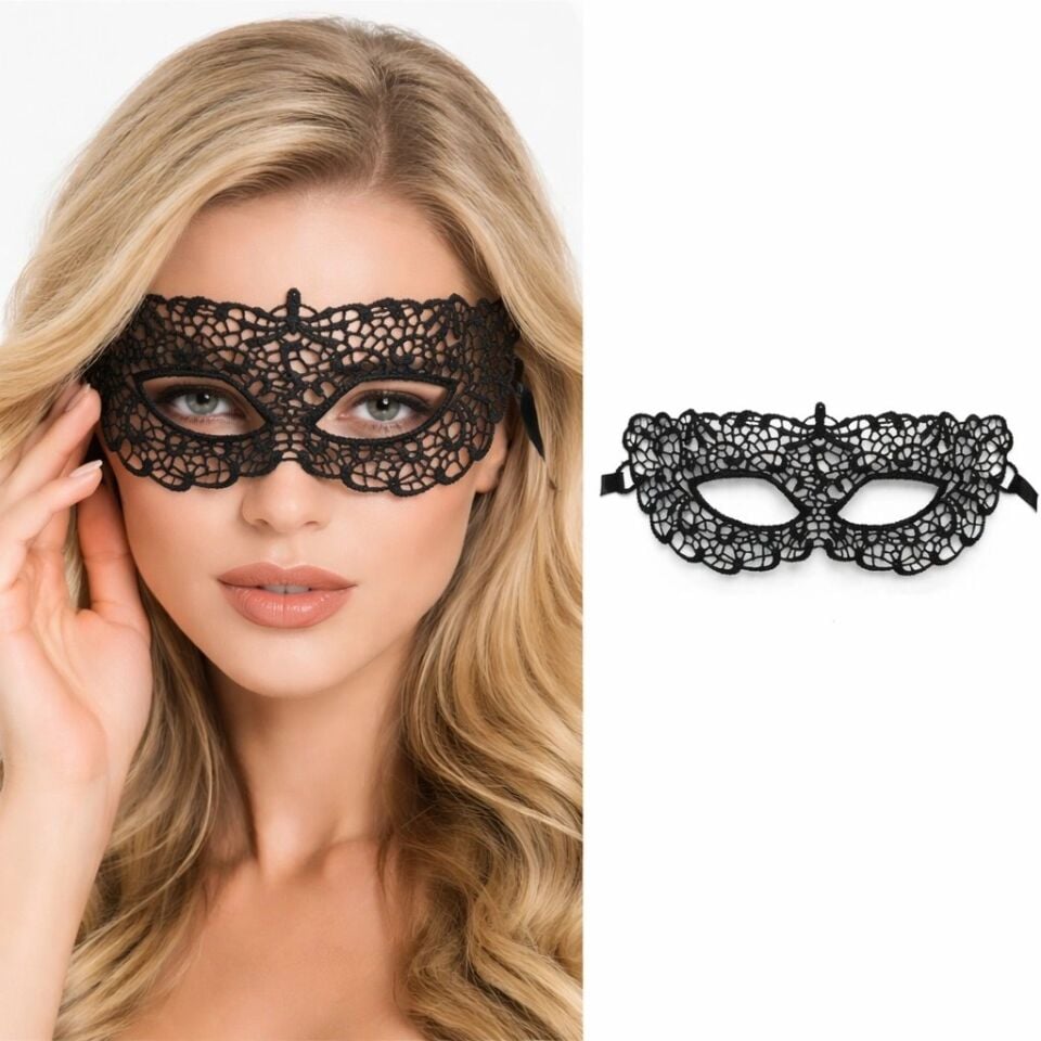 Mey İthalat® Siyah Dantel Venedik Maskesi Kadın – Zarif Parti & Balo Maskesi 5 No