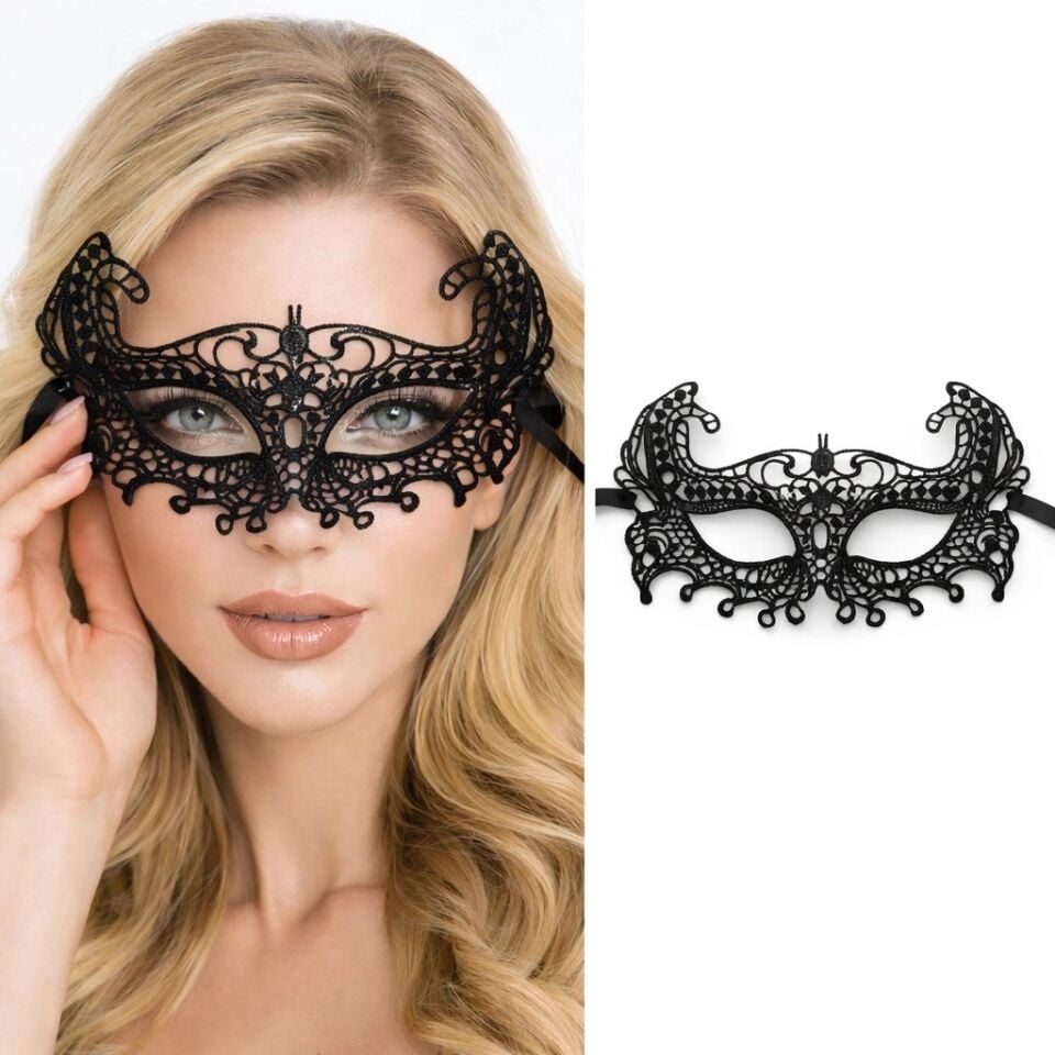 Mey İthalat® Siyah Dantel Venedik Maskesi Kadın – Zarif Parti & Balo Maskesi 7 No