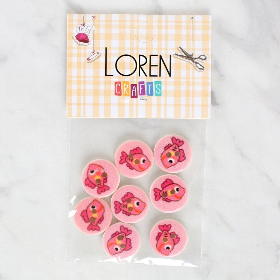 Loren Crafts 8'li Balık Düğme - 1156