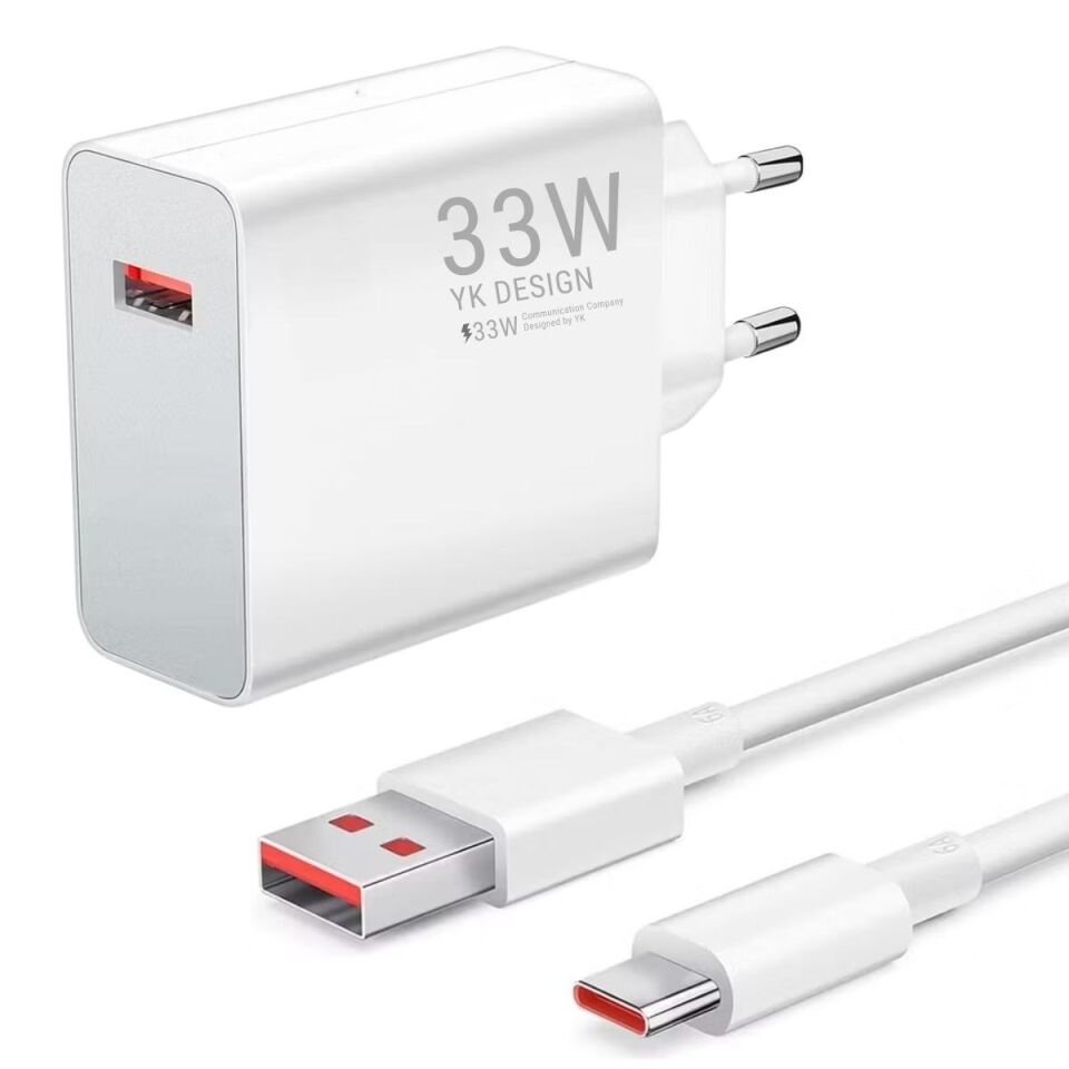 AD 33W Hızlı Şarj Adaptörü – Type-C Kablolu, USB Çıkışlı, Akıllı Şarj Destekli Duvar Tipi Şarj Cihazı