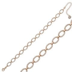 925 Ayar Gümüş Rose Oval Taşlı Bileklik T5853 (491491)