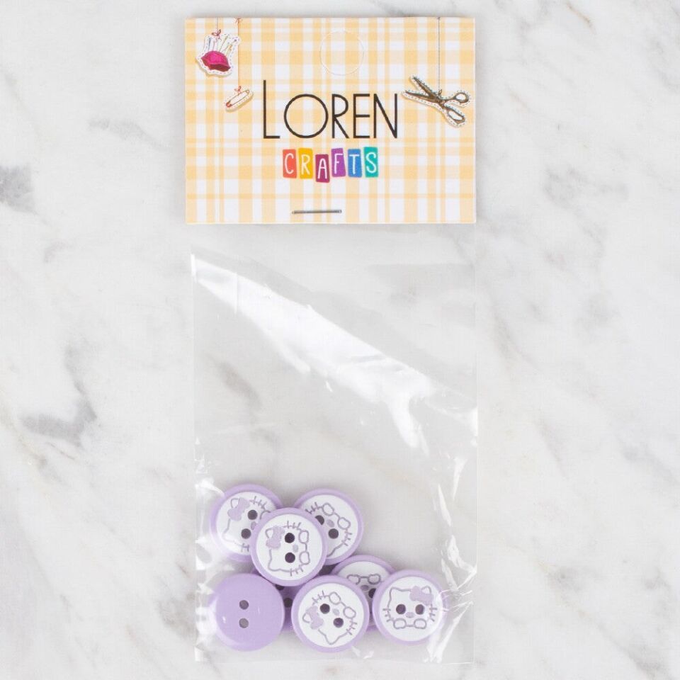 Loren Crafts 8 li Lila Düğme - 0585