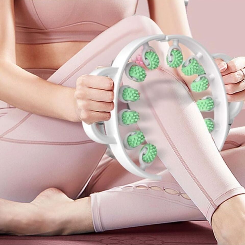 AD 12 Tekerlekli Ayarlanabilir Bacak,Bel ve Kol Masaj Aleti – 360° Tam Daire Derin Doku Kas ve Lenfatik Masaj Silindiri