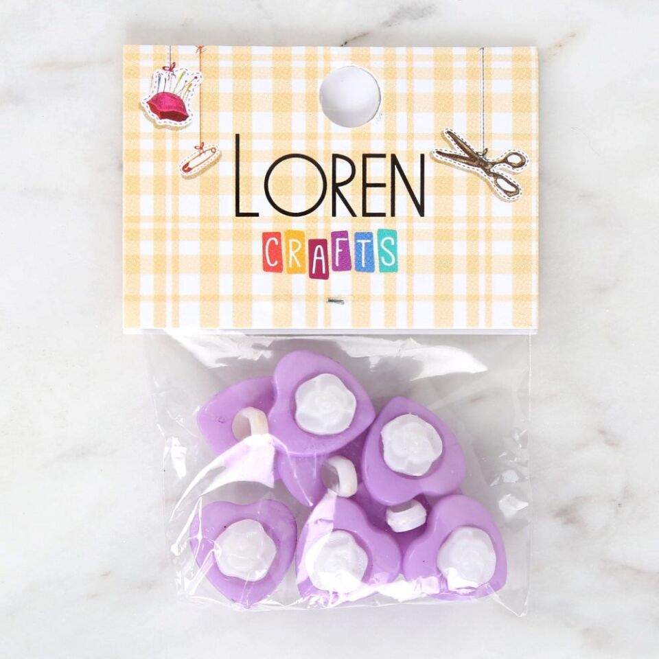 Loren Crafts Lila 8'li Düğme - 3052