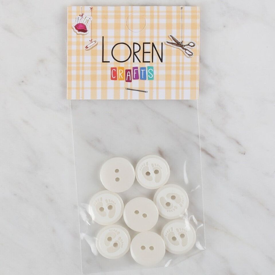 Loren Crafts 8 li Beyaz Ayak İzi Düğme - 433