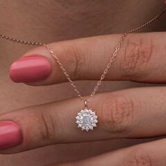 925 Ayar Gümüş Rose Minimal Yuvarlak Anturaj Kadın Kolye T8571 (491491)