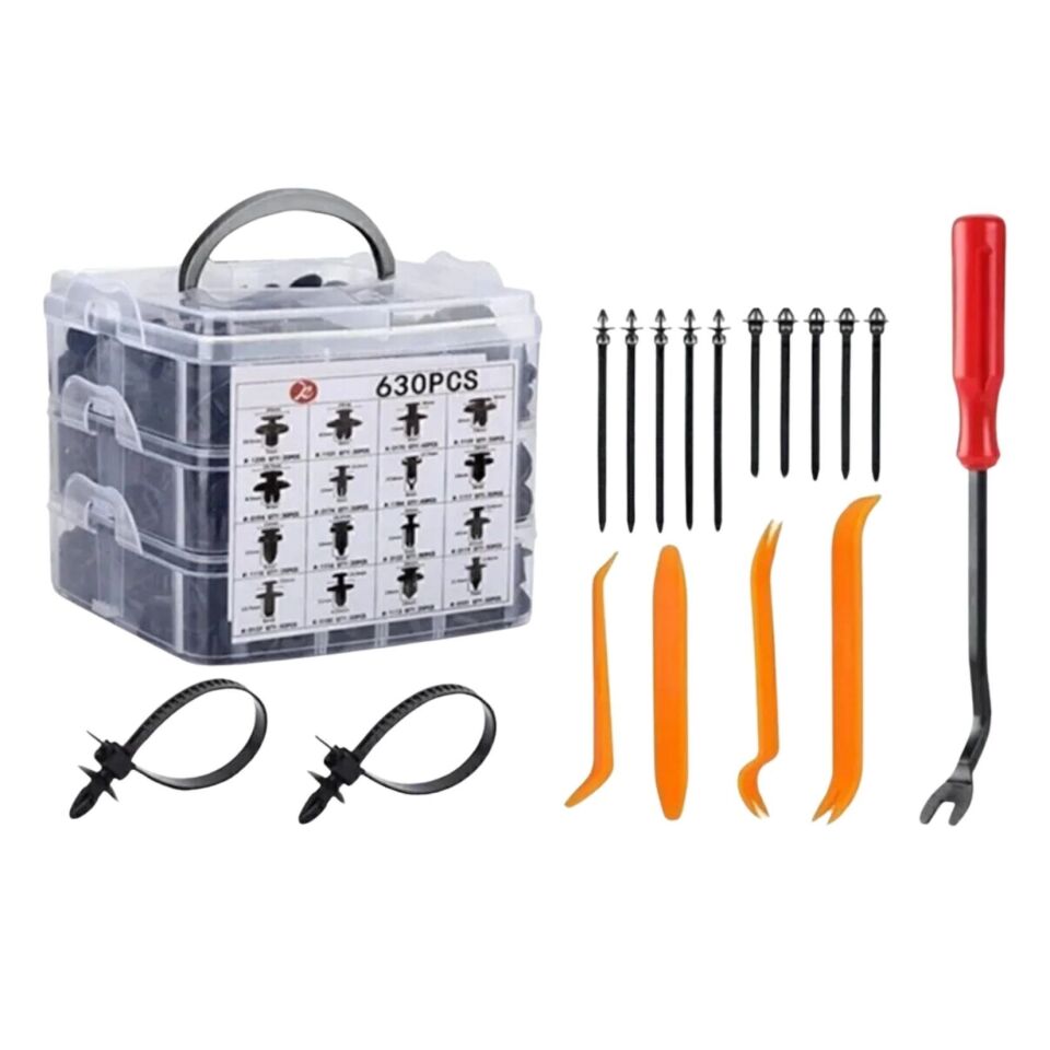 AD 630 Adet Trim Klips Seti – Oto Panel, Kapı Döşeme, Tampon ve Pervaz İçin Evrensel Raptiye Bağlantı Elemanları