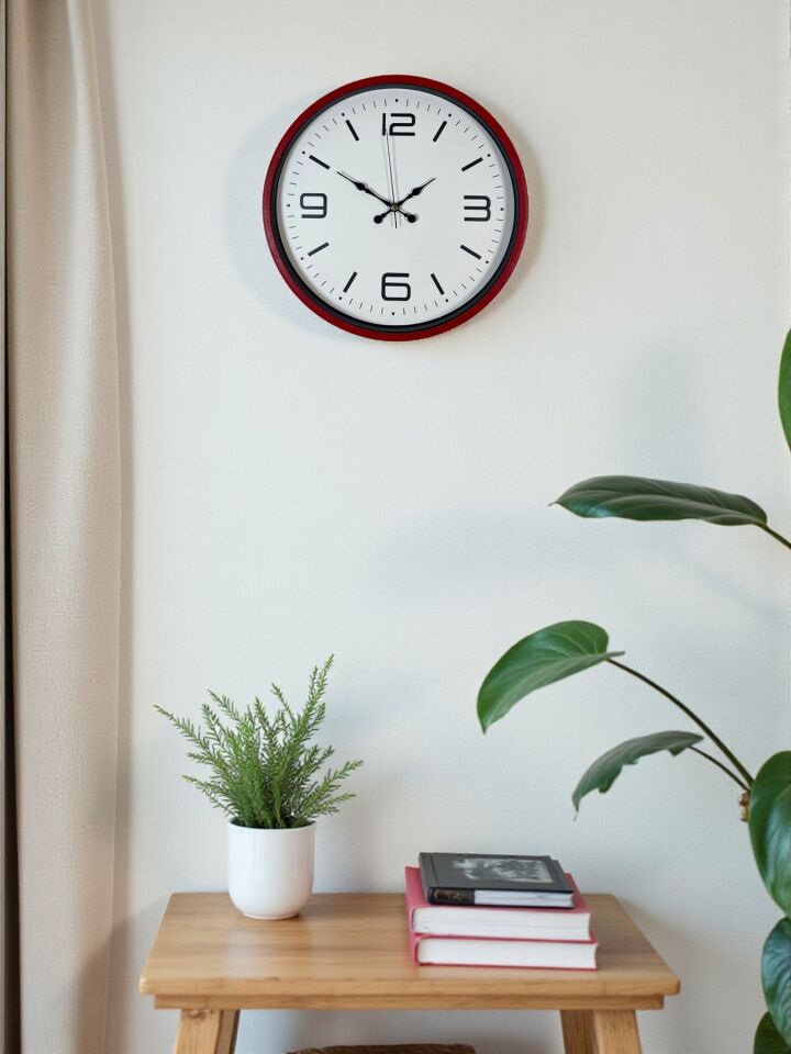36 Cm Kırmızı Modern Dekoratif Duvar Saati