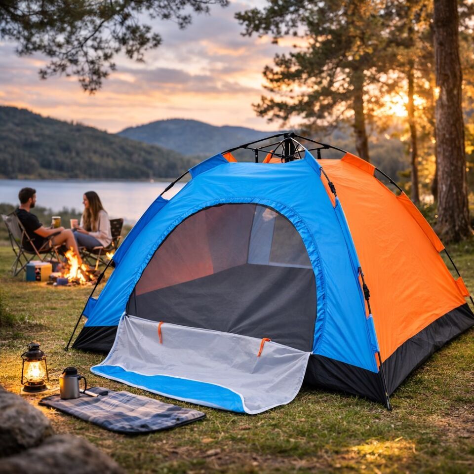 AD 6 Kişilik Otomatik Kurulum Kamp Çadırı – Outdoor Aile, Doğa, Suya Dayanıklı Hızlı Kurulum Çadır 220x250x160 cm