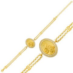 925 Ayar Gümüş Gold Tuğralı Bileklik BR0460660 (491491)