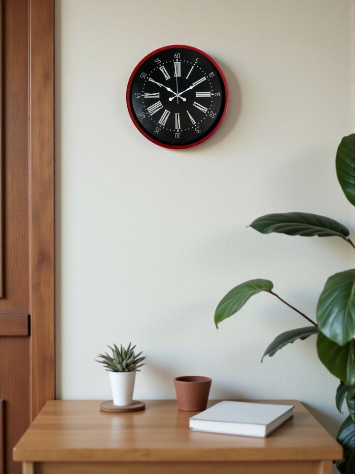 36 Cm Kırmızı Asil Duvar Saati