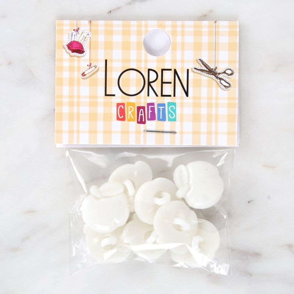 Loren Crafts Beyaz 8'li Düğme - 3001