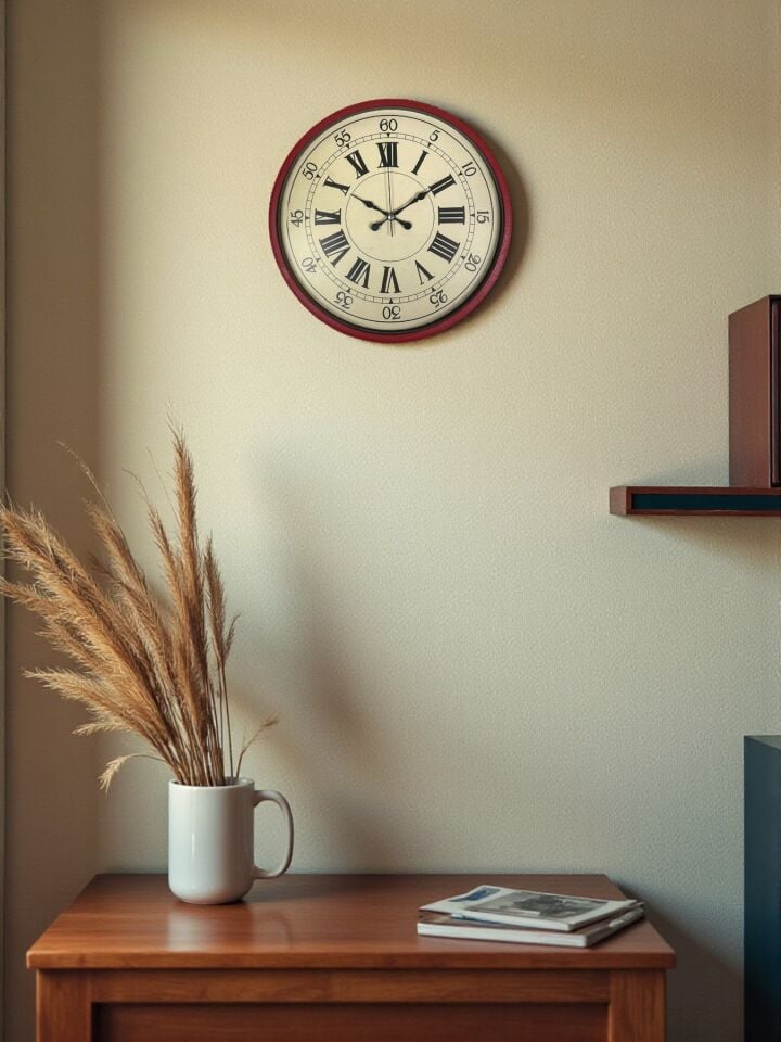 36 Cm Kırmızı Retro Duvar Saati