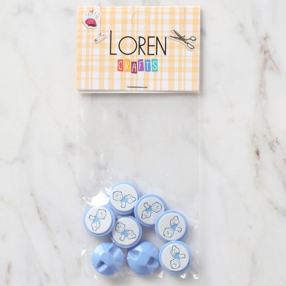 Loren Crafts 8 li Mavi Bebek Düğme - 369