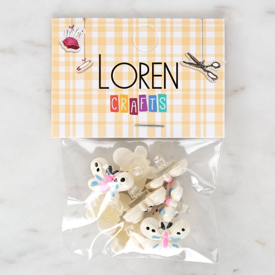 Loren Crafts Beyaz 8'li Düğme - 3023