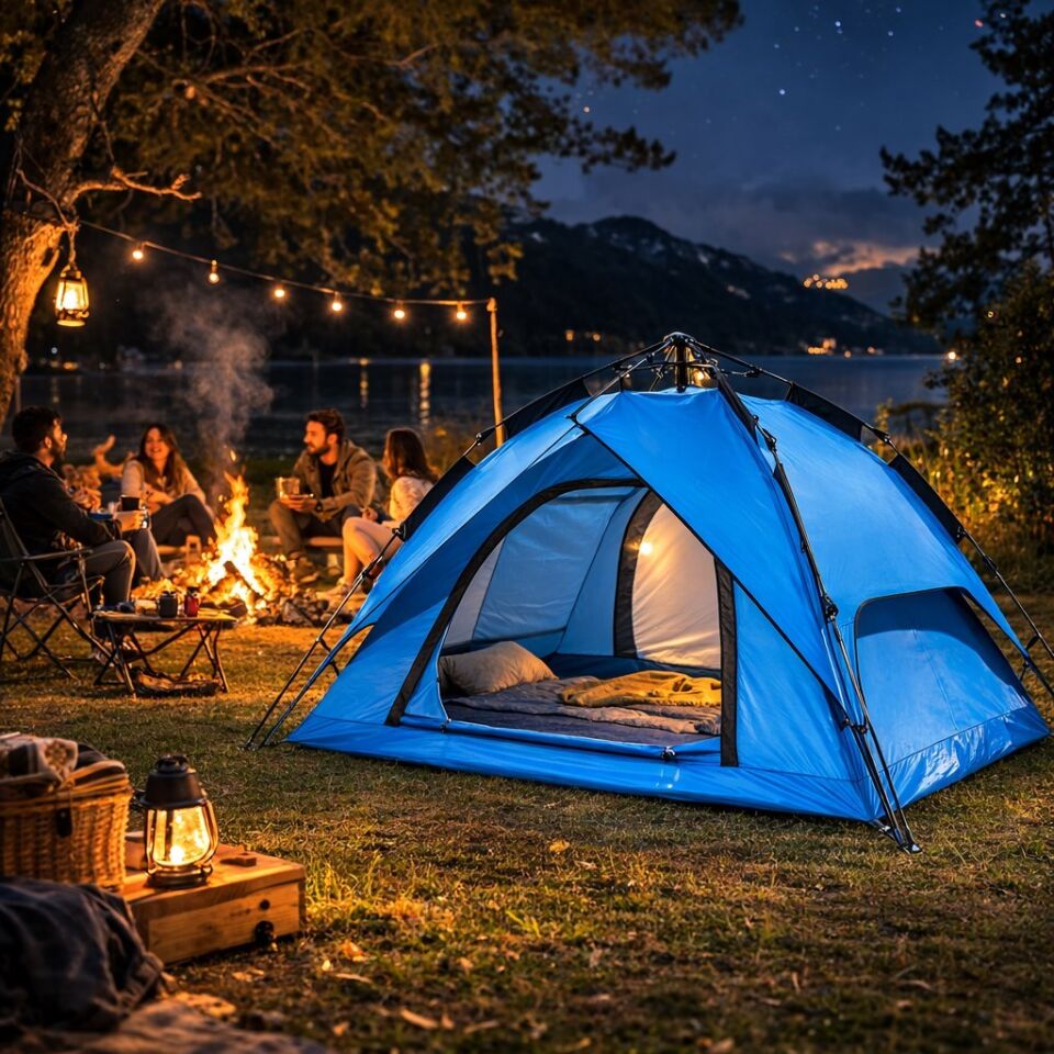 AD 6 Kişilik Otomatik Kamp Çadırı – Çift Katmanlı, Suya Dayanıklı, Hızlı Kurulum Outdoor Aile ve Doğa Çadırı 200x250x150 cm