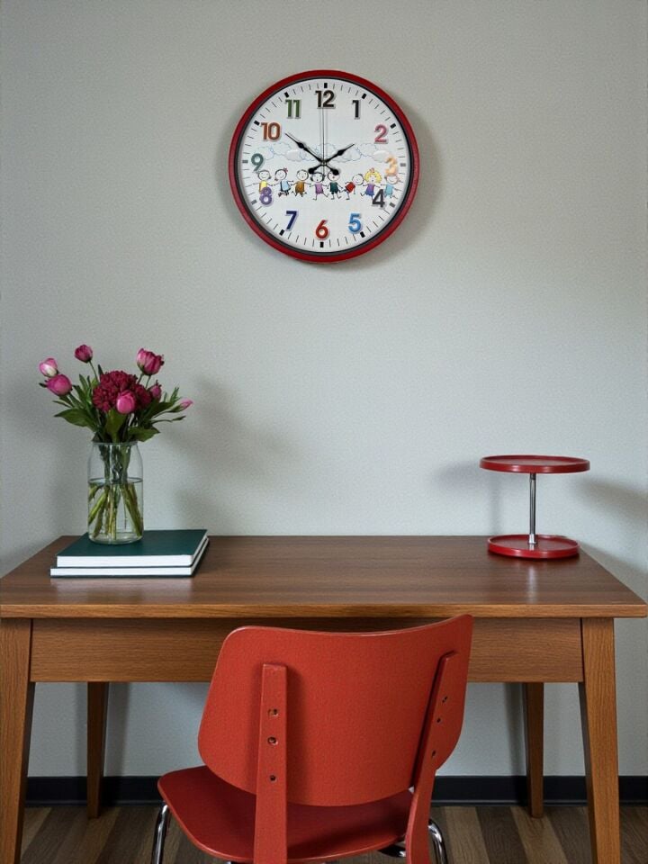 36 Cm Kırmızı Çocuk Odası Duvar Saati