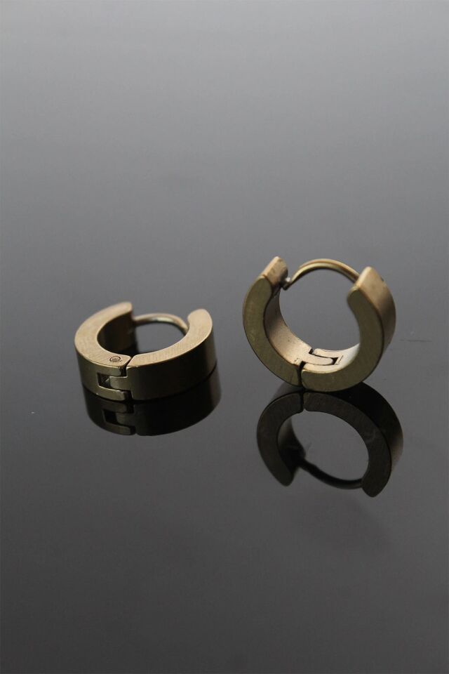 Mey İthalat® 316L Çelik Gold Renk Halka Model Çift Küpe