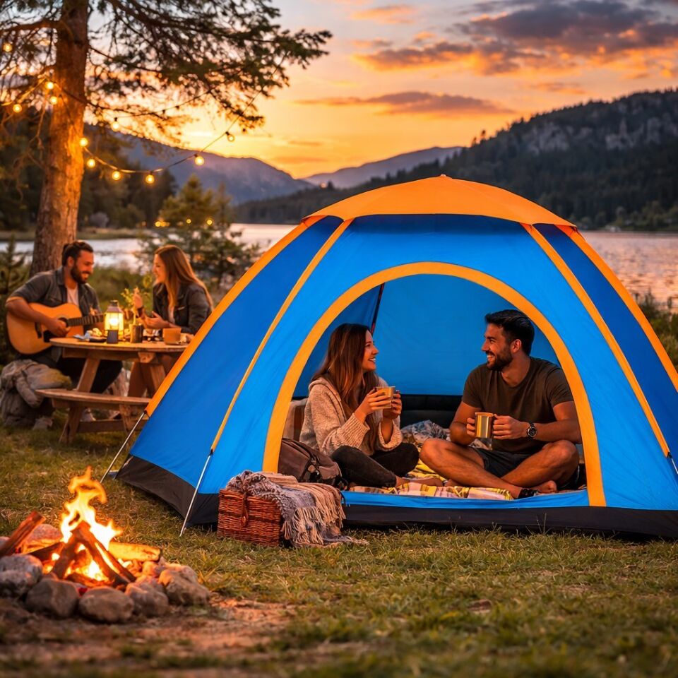 AD 3 Kişilik Yarı Otomatik Kurulum Kamp Çadırı – Suya Dayanıklı, Taşıma Çantalı Outdoor Aile Çadırı, Piknik, Plaj ve Doğa 200x150x110 cm