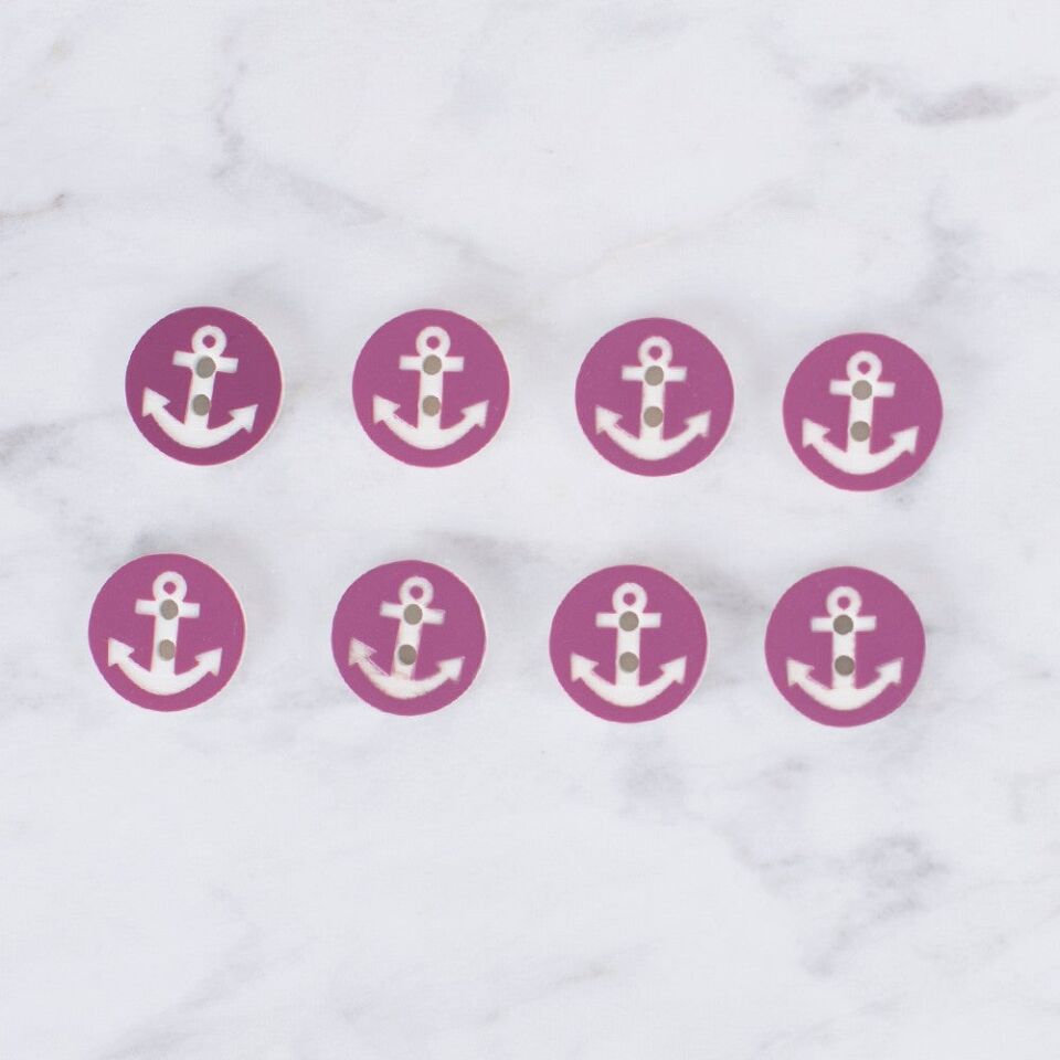 Loren Crafts 8 li Çapa Mor Düğme - 0427