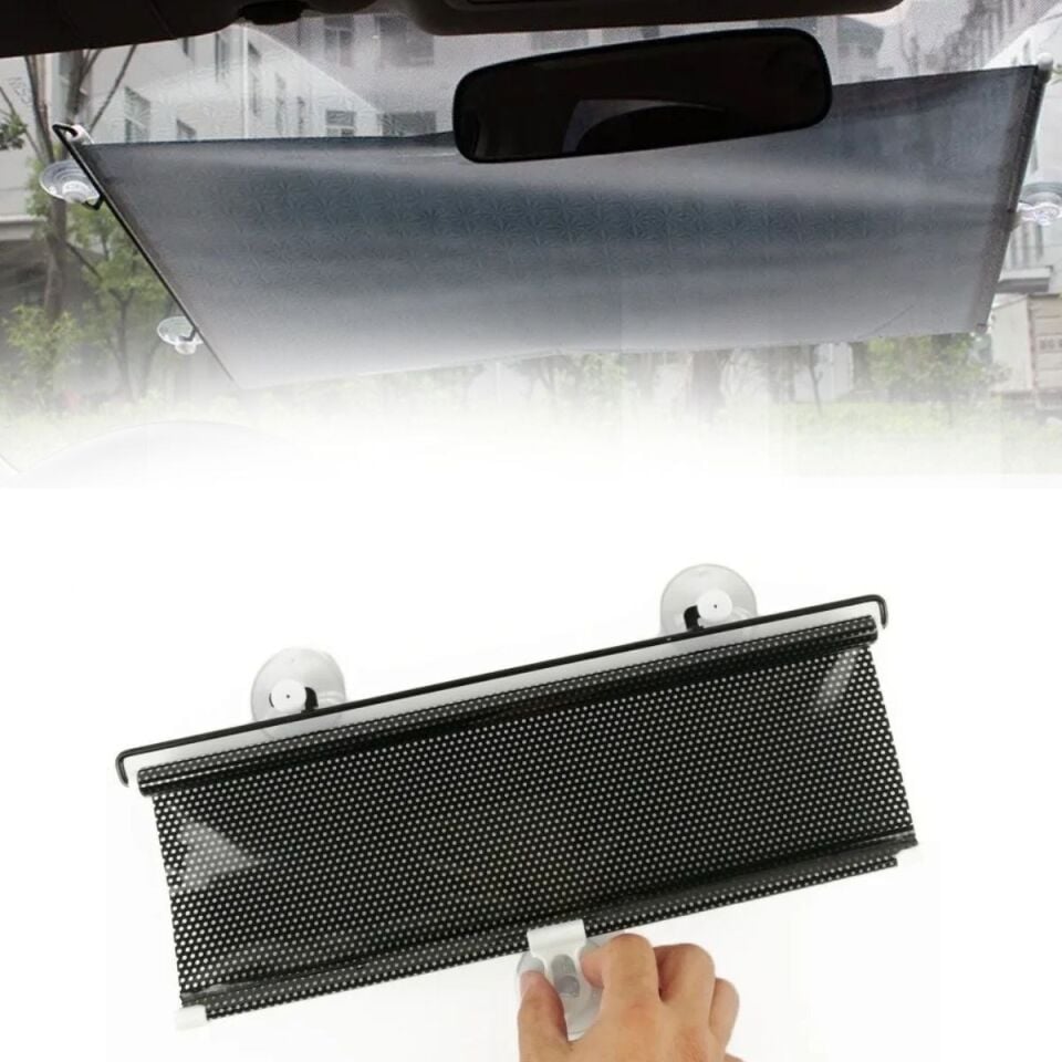 AD Araba Ön Cam Güneşliği Oto Ön Cam Makaralı Güneş Koruyucu Aparat