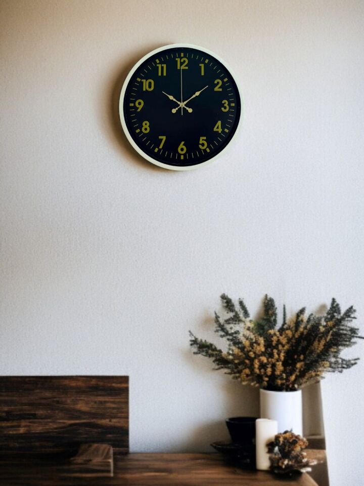 36 Cm Krem Gold Rakamlı Duvar Saati