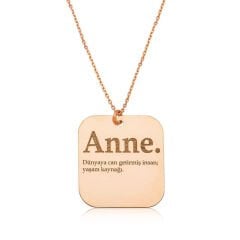 925 Ayar ​Gümüş Rose Anne Yazılı Plaka Kolye T4148 (491491)