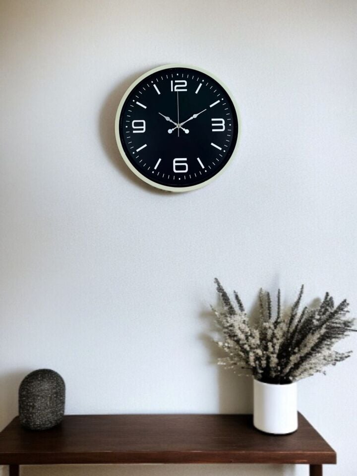 36 Cm Krem Şık Dekoratif Duvar Saati