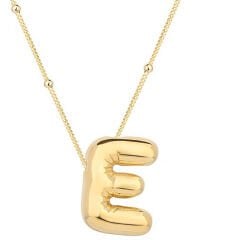 925 Ayar Gümüş Gold Balon E Harfi Kadın Kolye T7855 (491491)